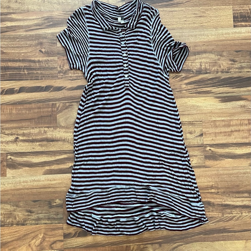 We The Free Maroon and White Striped Dress